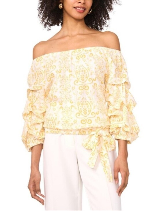 Vince Camuto Tops - NWT Vince Camuto Printed Linen Blend Off Shoulder Top. Small And XL